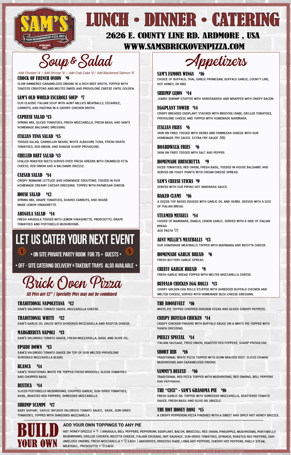 Sam's Menu 2026